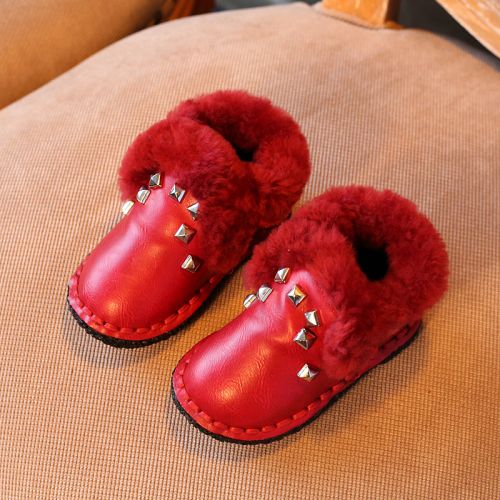 Chaussures enfants en PU ronde coutures cuir pour hiver - semelle caoutchouc antidérapant Ref 1009075