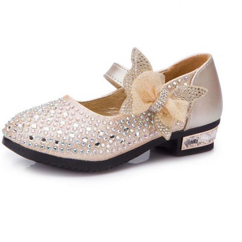 Chaussures enfants en PU ronde avec perles pour printemps - semelle caoutchouc antidérapant Ref 1009085