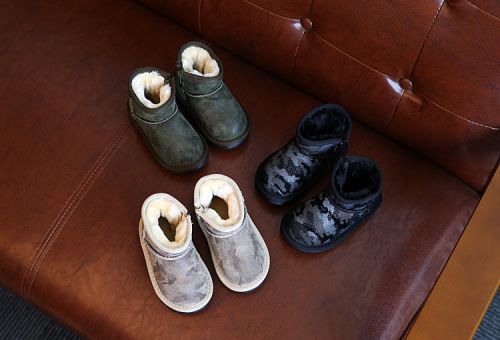 Chaussures enfants en cuir ronde pour hiver - semelle caoutchouc Ref 1009134