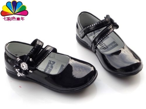 Chaussures enfants en Cuir spatial ronde avec perles pour printemps - semelle caoutchouc Ref 1009145