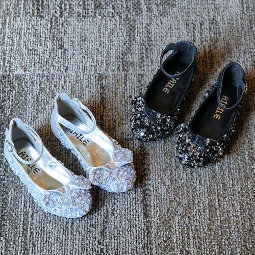 Chaussures enfants en PU ronde avec perles pour printemps - semelle caoutchouc Ref 1009197