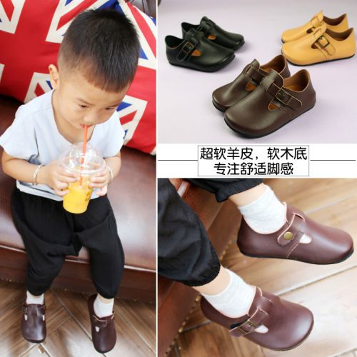 Chaussures enfants en peau de mouton ronde pour printemps - semelle caoutchouc antidérapant Ref 1009262