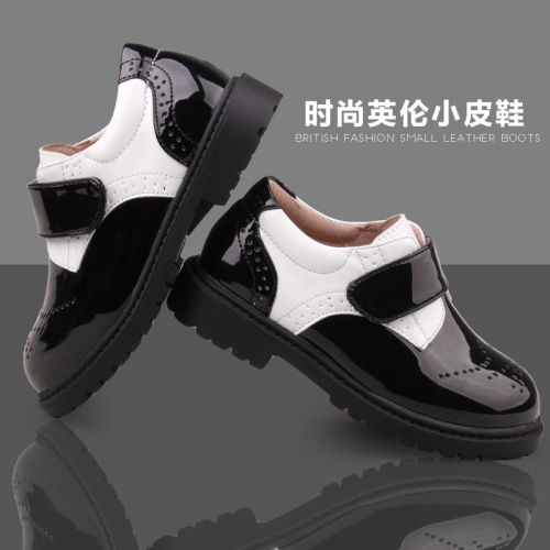 Chaussures enfants en peau de porc ronde coutures cuir pour printemps - semelle caoutchouc Ref 1009272