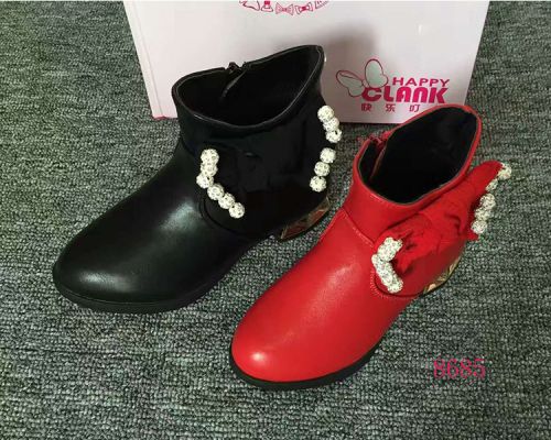 Chaussures enfants en cuir synthétique HAPPY CLANK ronde brodé pour hiver - semelle caoutchouc naturel Ref 1009387