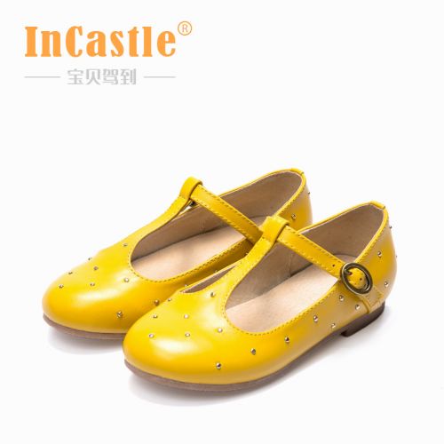 Chaussures enfants en cuir ronde rivet pour printemps - semelle caoutchouc antidérapant Ref 1009408