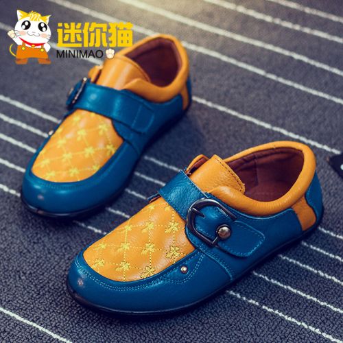 Chaussures enfants en cuir MINYMOE ronde coutures pour printemps - semelle PU Ref 1009419