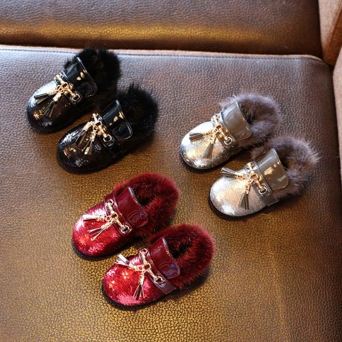 Chaussures enfants en PU ronde paillette pour hiver - semelle caoutchouc antidérapant Ref 1009427