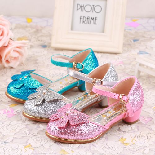 Chaussures enfants en cuir synthétique ronde paillette pour printemps - semelle caoutchouc antidérapant Ref 1009592