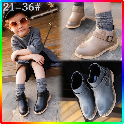 Chaussures enfants en cuir synthétique ronde coutures pour printemps - semelle caoutchouc antidérapant Ref 1009682