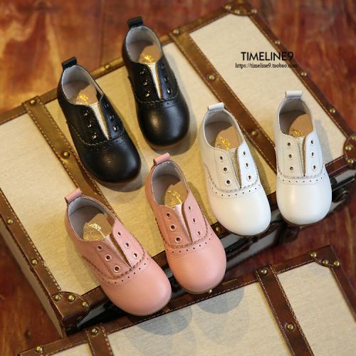 Chaussures enfants en cuir ronde pour printemps - semelle caoutchouc Ref 1009763