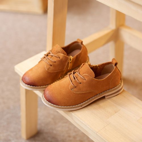 Chaussures enfants en cuir ronde pour printemps - semelle caoutchouc antidérapant Ref 1010005