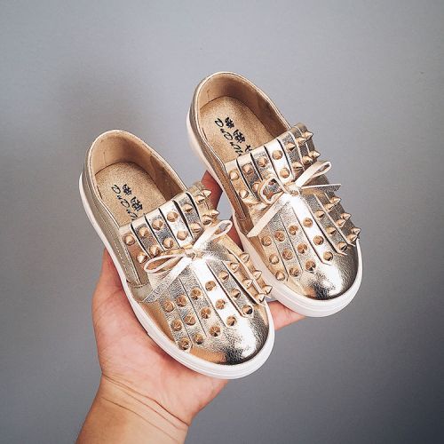 Chaussures enfants ronde avec perles pour printemps - semelle caoutchouc Ref 1010096