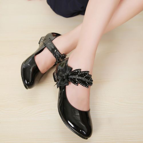 Chaussures enfants en Cuir spatial pointu avec perles pour printemps - Ref 1010161