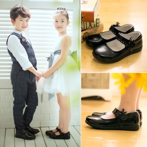 Chaussures enfants en cuir HOSTINGBABY ronde coutures pour Toute saison - semelle caoutchouc Ref 1010181