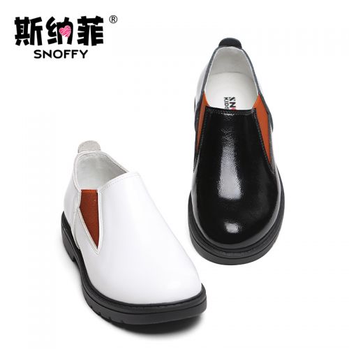 Chaussures enfants en cuir de vache fendu SNOFFY ronde pour printemps - semelle TPR Ref 1010195