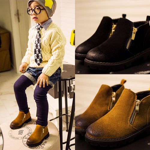 Chaussures enfants en cuir ronde pour printemps - semelle caoutchouc Ref 1010223