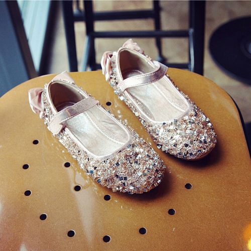 Chaussures enfants en PU ronde avec perles pour printemps - semelle caoutchouc Ref 1010326