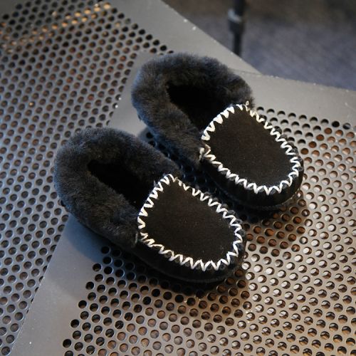 Chaussures enfants en de vache, Nubuck, ronde pour hiver - semelle caoutchouc Ref 1010439