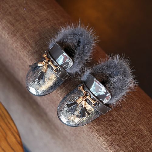 Chaussures enfants en PU ronde coutures cuir pour hiver - semelle caoutchouc antidérapant Ref 1010472