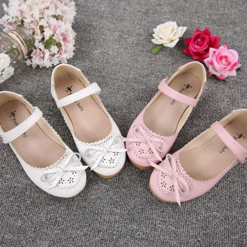 Chaussures enfants en cuir de vache fendu ronde pour printemps - semelle caoutchouc naturel Ref 1010511