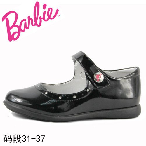Chaussures enfants en cuir BARBIE ronde avec perles pour printemps - semelle caoutchouc Wear Ref 1010678