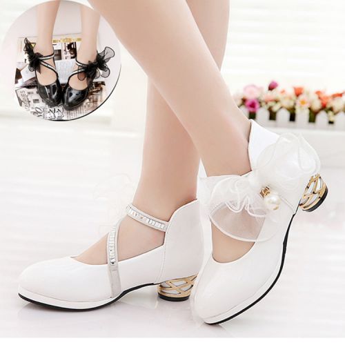 Chaussures enfants en PU ronde avec perles pour printemps - semelle caoutchouc Ref 1011018