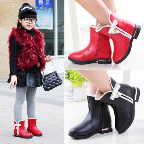 Chaussures enfants en PU PACFICGIRLS ronde coutures cuir pour hiver - semelle caoutchouc Ref 1011167