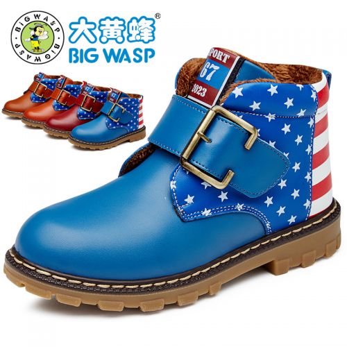 Chaussures enfants en cuir synthétique BIG WASP ronde pour hiver - semelle PU Ref 1011379