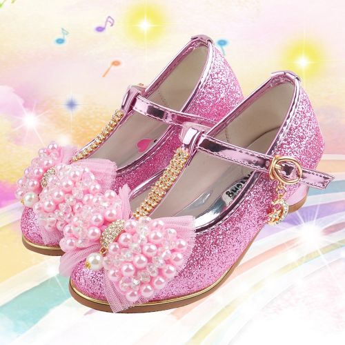 Chaussures enfants en PU ronde avec perles pour printemps - Ref 1011405