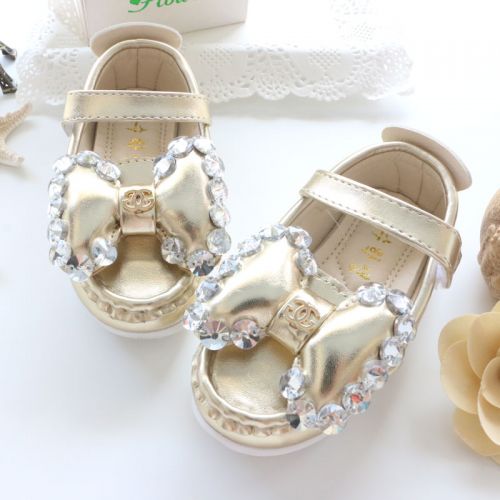 Chaussures enfants ronde avec perles pour printemps - semelle caoutchouc Ref 1011449