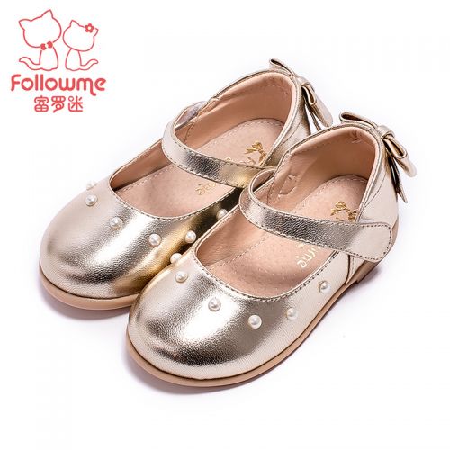Chaussures enfants en cuir FOLLOW ME ronde pour printemps - semelle TPR Ref 1011513