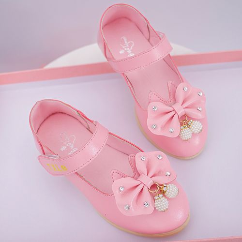 Chaussures enfants en cuir synthétique ronde avec perles - Ref 1011805
