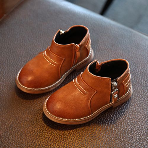 Chaussures enfants en PU ronde coutures cuir pour printemps - semelle caoutchouc antidérapant Ref 1011813