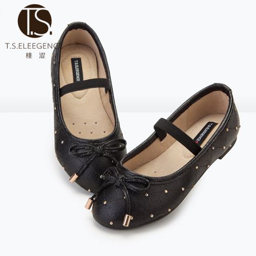 Chaussures enfants en cuir de vache fendu TSELEEGENCE ronde rivet pour printemps - semelle caoutchouc Ref 1012189