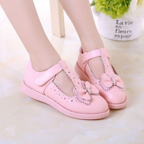 Chaussures enfants en cuir ronde paillette pour printemps - semelle caoutchouc naturel Ref 1012240