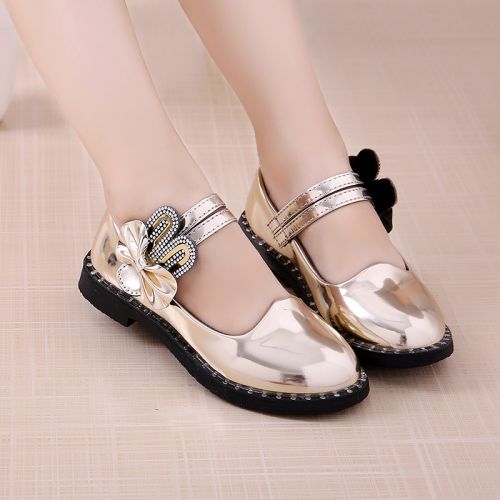 Chaussures enfants en PU ronde avec perles pour printemps - semelle caoutchouc Ref 1012369