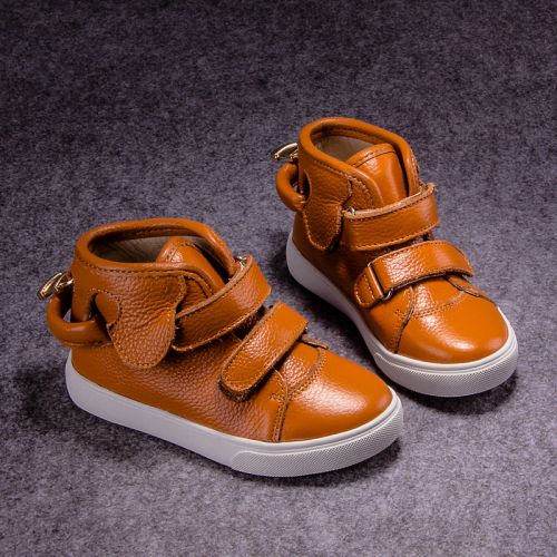 Chaussures enfants en cuir ronde pour printemps - semelle caoutchouc antidérapant Ref 1012378
