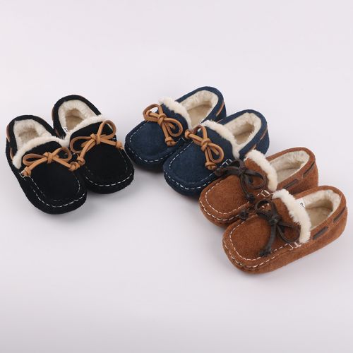 Chaussures enfants en de vache, Nubuck, ronde pour printemps - semelle caoutchouc naturel Ref 101239