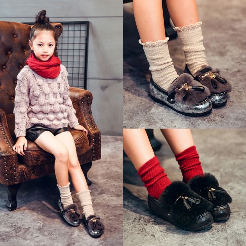 Chaussures enfants en PU ronde houppe pour hiver - semelle caoutchouc Ref 1012401