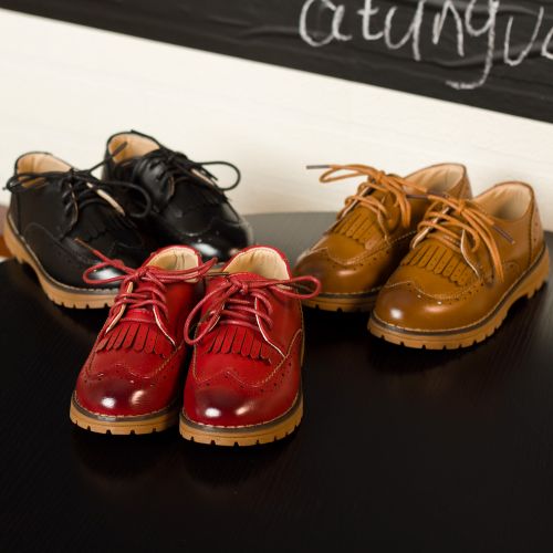 Chaussures enfants en PU ronde coutures cuir pour printemps - semelle plastique Ref 1012595