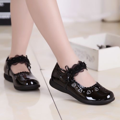 Chaussures enfants en PU ronde coutures cuir pour printemps - semelle caoutchouc Ref 1012602