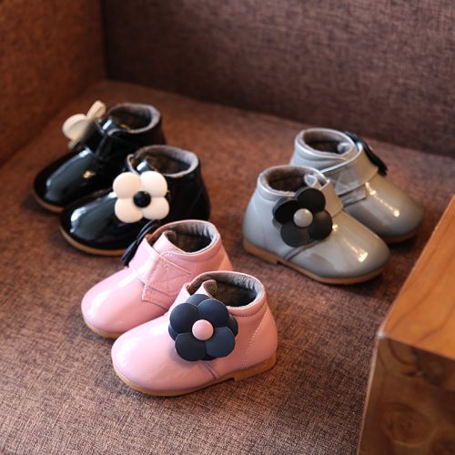 Chaussures enfants en cuir synthétique ronde pour printemps - semelle caoutchouc antidérapant Ref 1012847