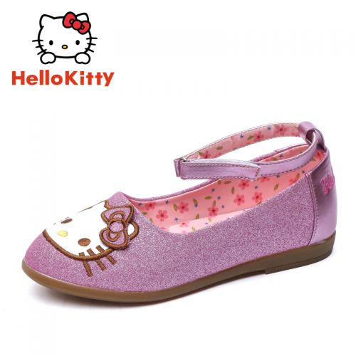 Chaussures enfants en similicuir HELLO KITTY ronde brodé pour printemps - semelle TPR Ref 1012854