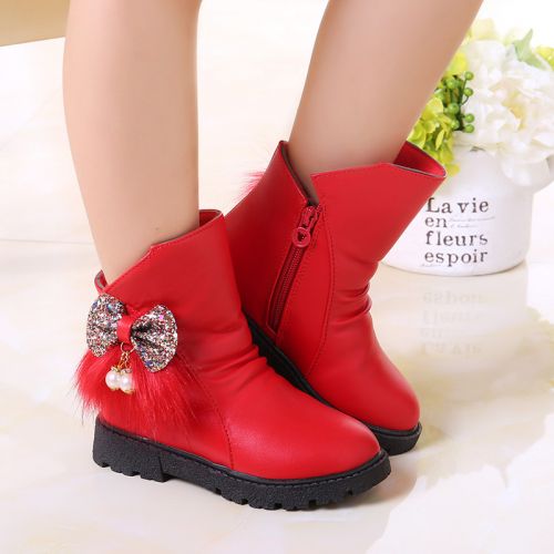 Chaussures enfants en similicuir houppe pour hiver - semelle plastique Ref 1012873