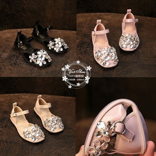 Chaussures enfants en PU ronde avec perles pour printemps - semelle caoutchouc Ref 1013094