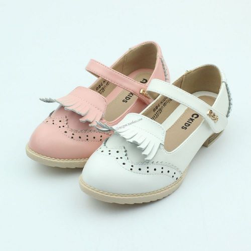 Chaussures enfants en cuir de vache fendu ABCKIDS ronde pour printemps - semelle TPR Ref 1013398