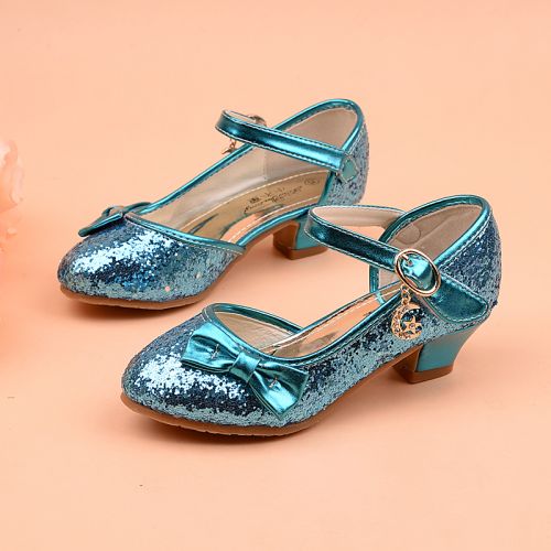 Chaussures enfants en similicuir ronde paillette pour printemps - Ref 1013589
