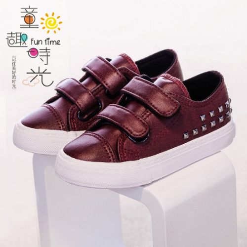 Chaussures enfants en PU ronde rivet pour printemps - semelle caoutchouc antidérapant Ref 1013652