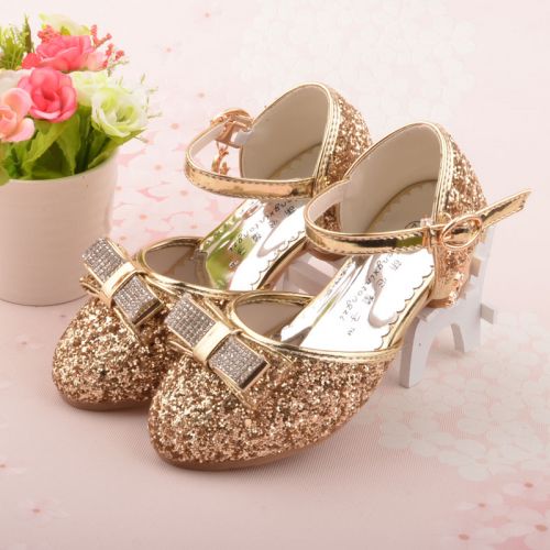 Chaussures enfants en Cuir spatial ronde paillette pour printemps - semelle caoutchouc Wear Ref 1013825