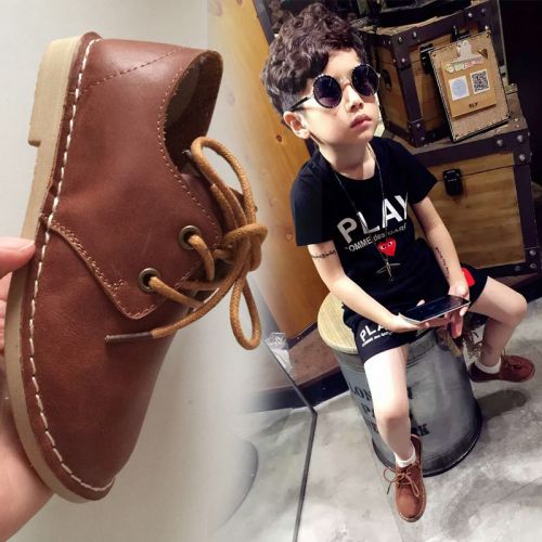 Chaussures enfants en cuir ronde pour printemps - semelle TPR Ref 1013851
